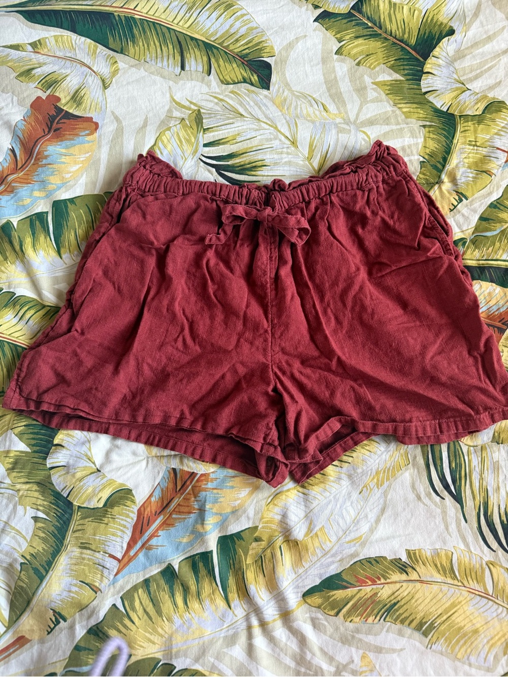 Casual Drawstring Shorts - Rust Red